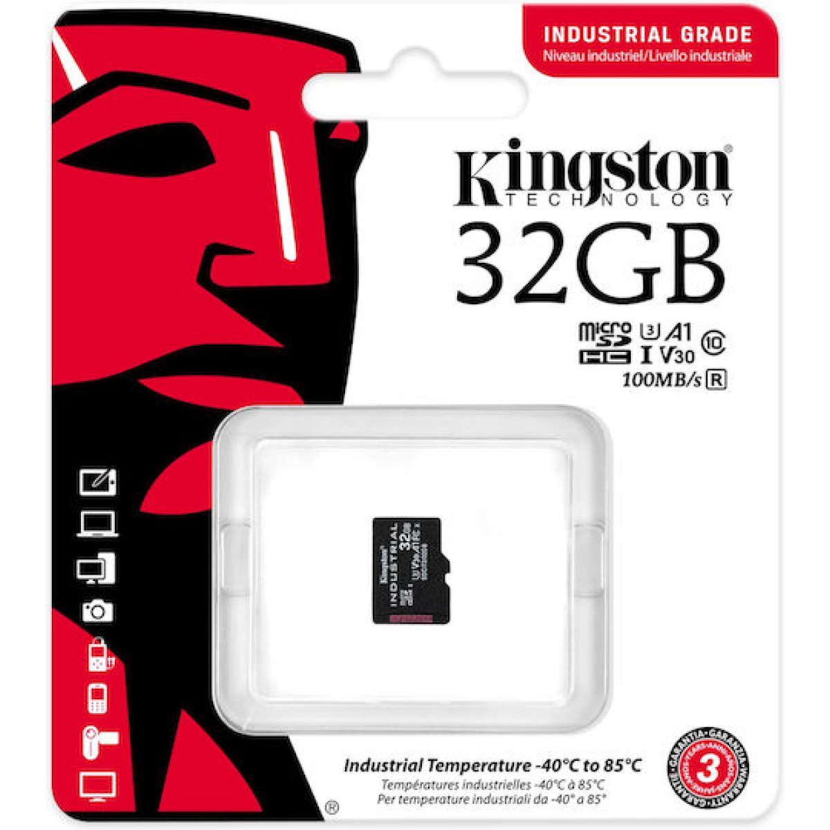 Kingston Industrial microSDHC 32GB Class 10 U3 V30 A1 UHS-I