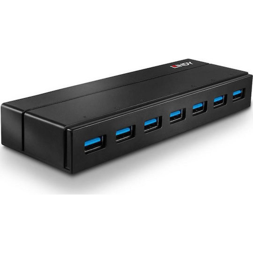 Lindy USB 3.0 Hub 7 Θυρών με σύνδεση USB-A & Θύρα Φόρτισης και Εξωτερική Παροχή Ρεύματος