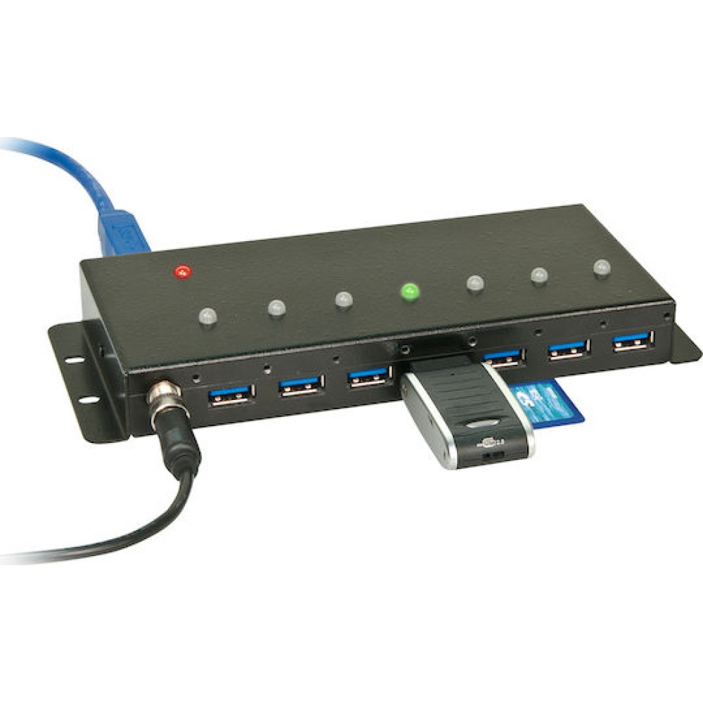 Lindy USB 3.0 Hub 7 Θυρών με σύνδεση USB-A και Εξωτερική Παροχή Ρεύματος