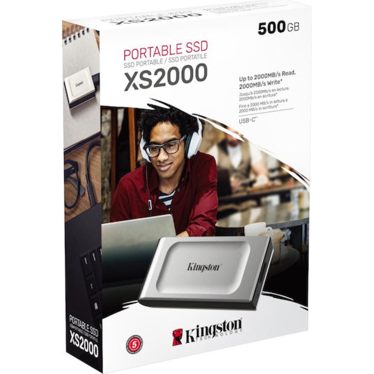 Kingston XS2000 USB-C Εξωτερικός SSD 500GB Ασημί