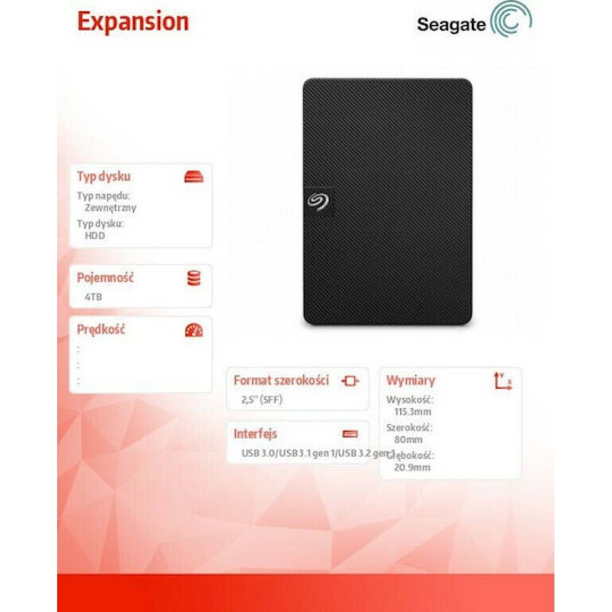 Seagate Expansion Portable USB 3.0 Εξωτερικός HDD 4TB 2.5