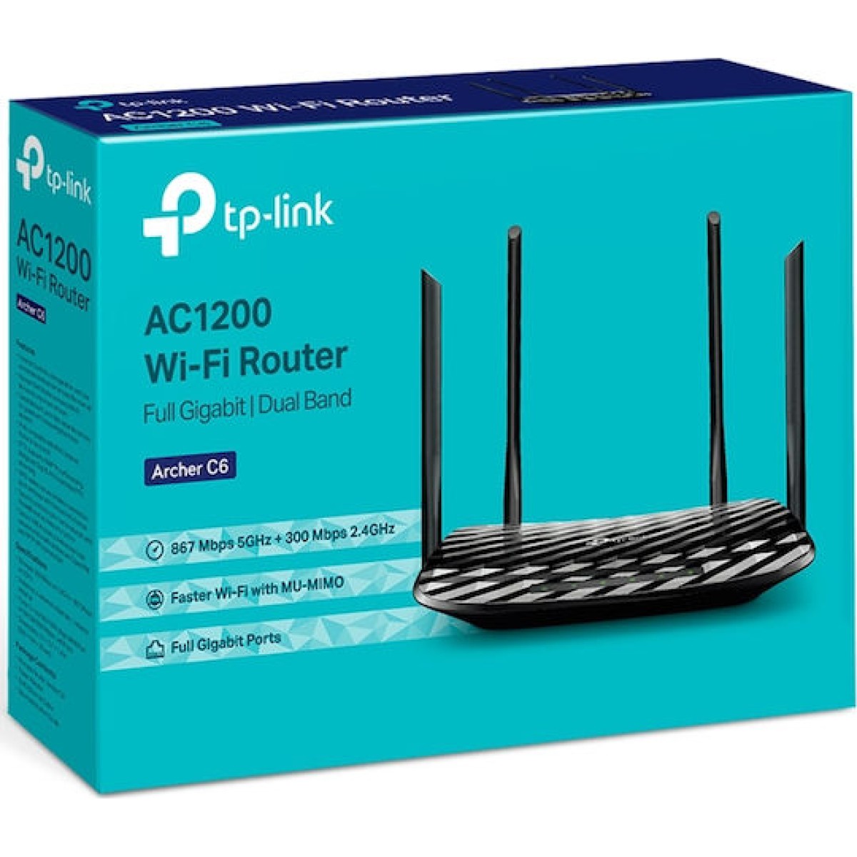 TP-LINK Archer C6 v3 Ασύρματο Router Wi‑Fi 5 με 4 Θύρες Gigabit Ethernet