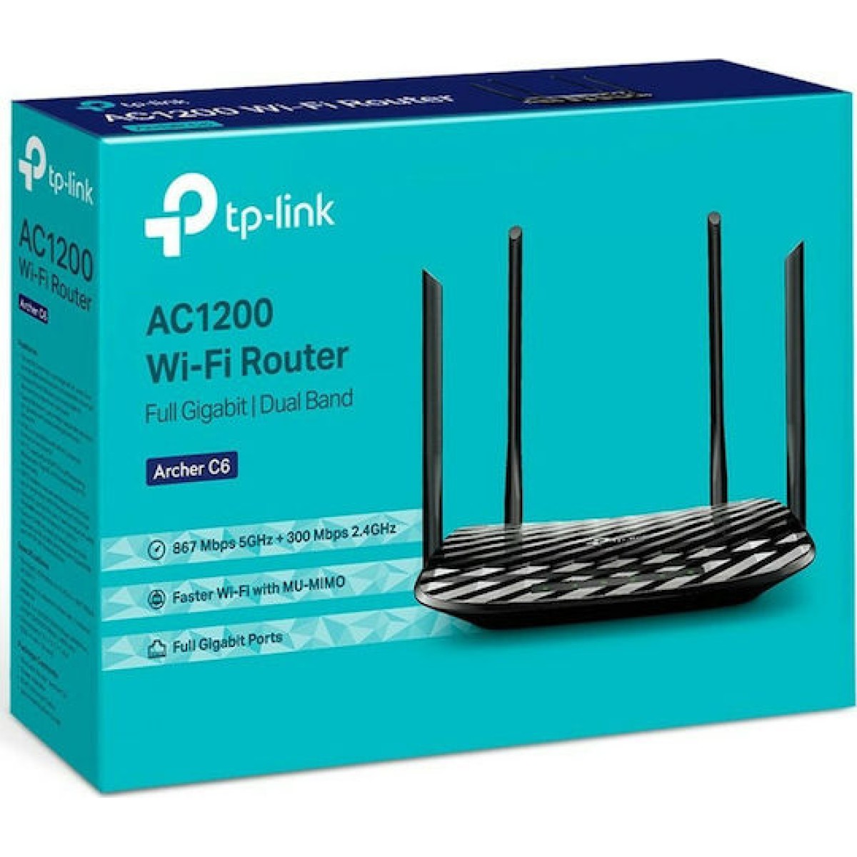 TP-LINK Archer C6 v3 Ασύρματο Router Wi‑Fi 5 με 4 Θύρες Gigabit Ethernet