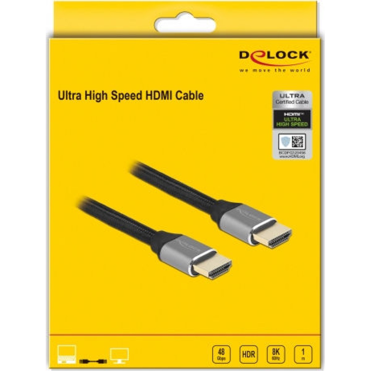 DeLock Braided Cable HDMI male - HDMI male 1m Μαύρο