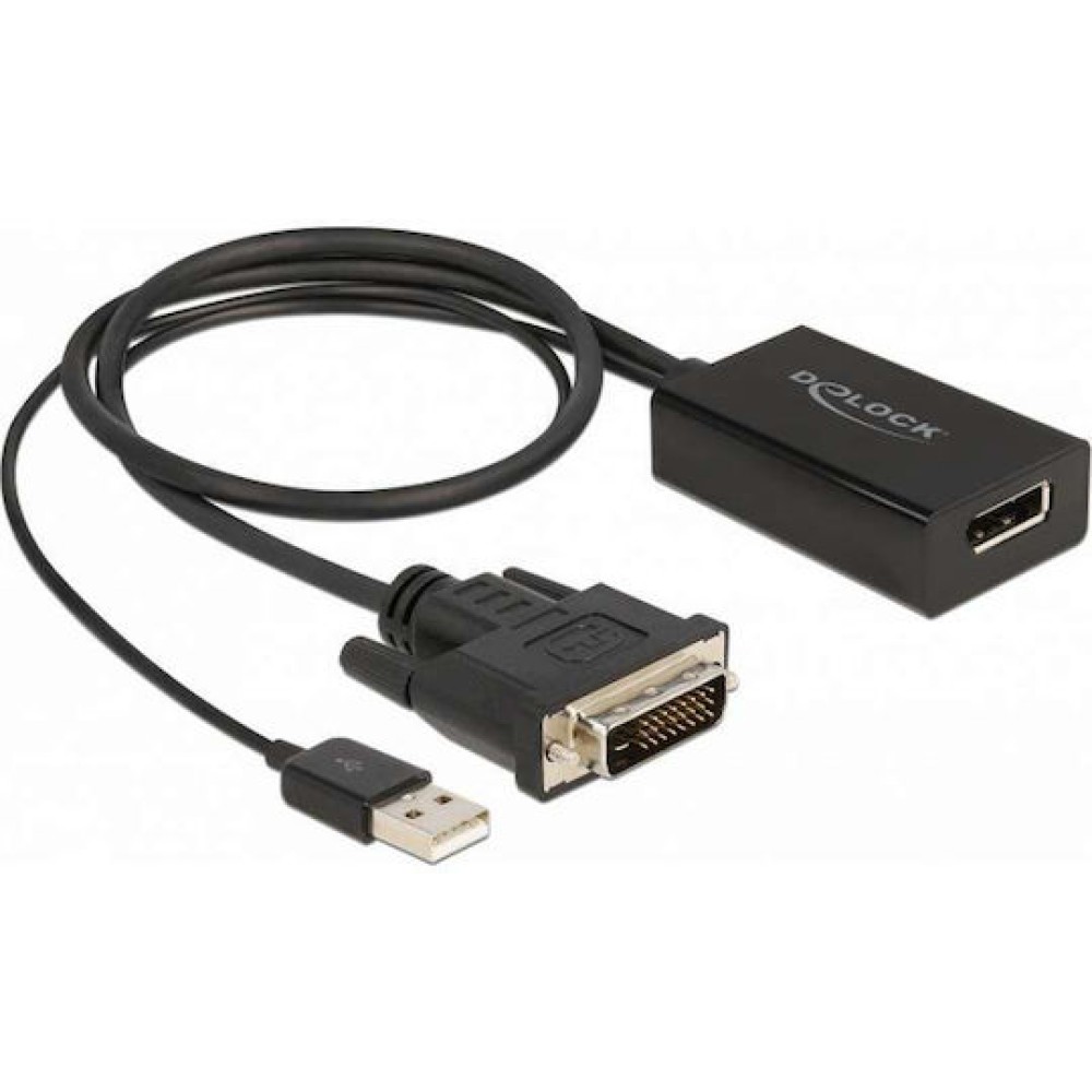 DeLock Μετατροπέας DVI-D / USB-A male σε DisplayPort female (63189)