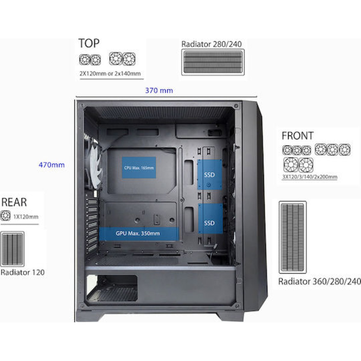 Xilence X712.RGB Gaming Midi Tower Κουτί Υπολογιστή με Πλαϊνό Παράθυρο Μαύρο