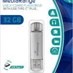 MediaRange 32GB USB 3.0 Stick με σύνδεση USB-A & USB-C Γκρι