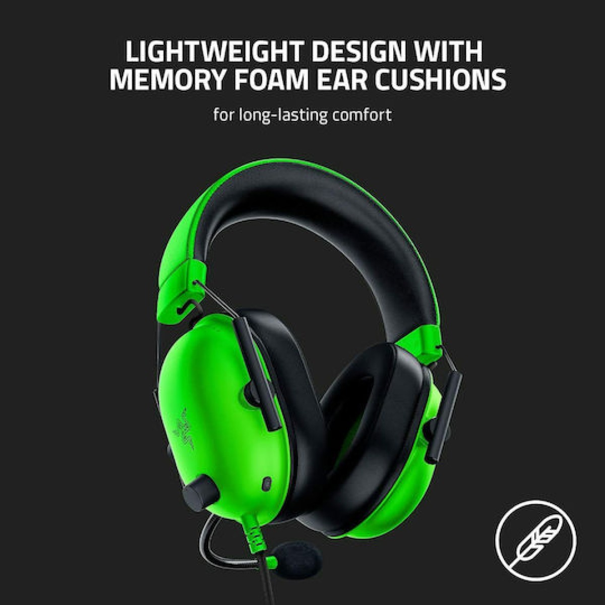 Razer BlackShark V2 X Over Ear Gaming Headset με σύνδεση 3.5mm Πράσινο
