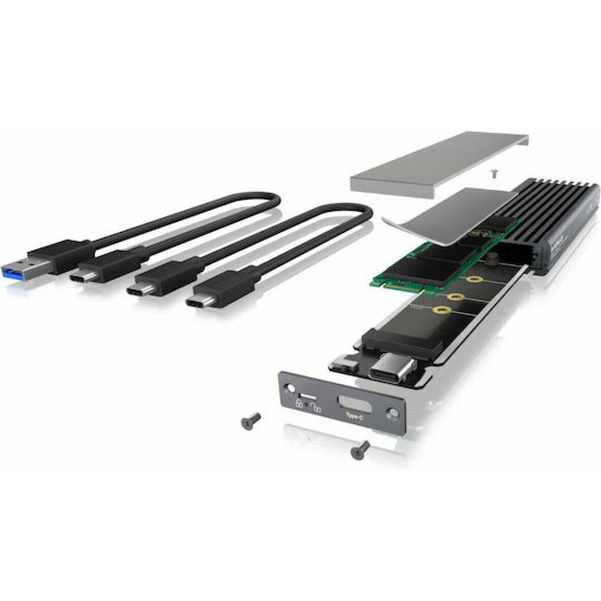 Icy Box Θήκη για Σκληρό Δίσκο M.2 PCI Express NVME με σύνδεση USB 3.1 Type-C σε Γκρι χρώμα