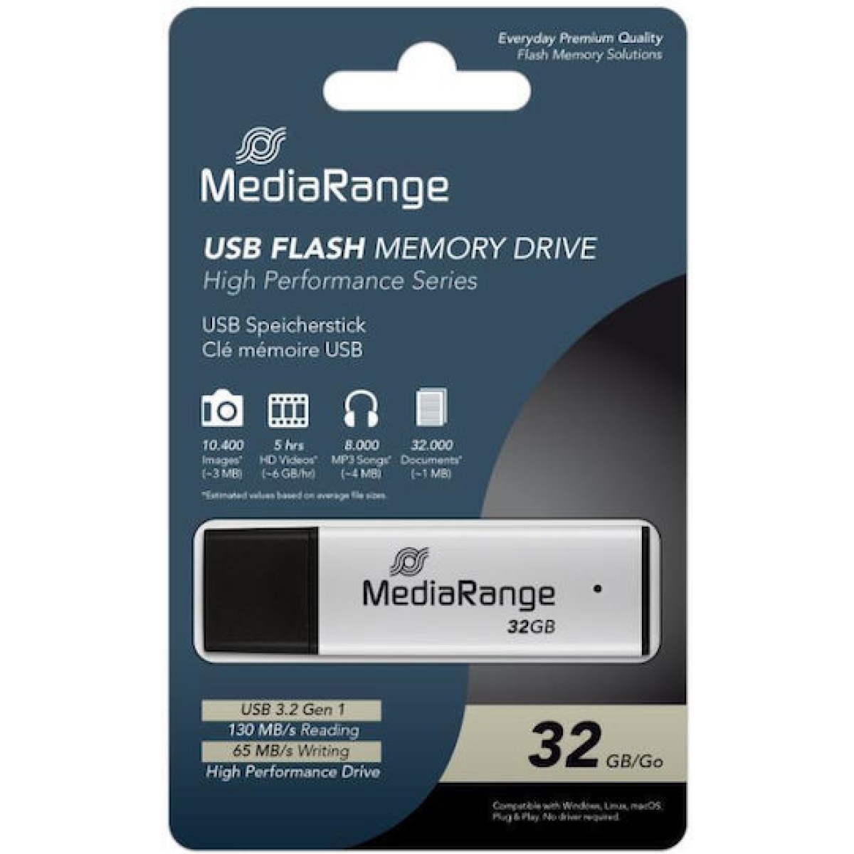 MediaRange 32GB USB 3.0 Stick Ασημί