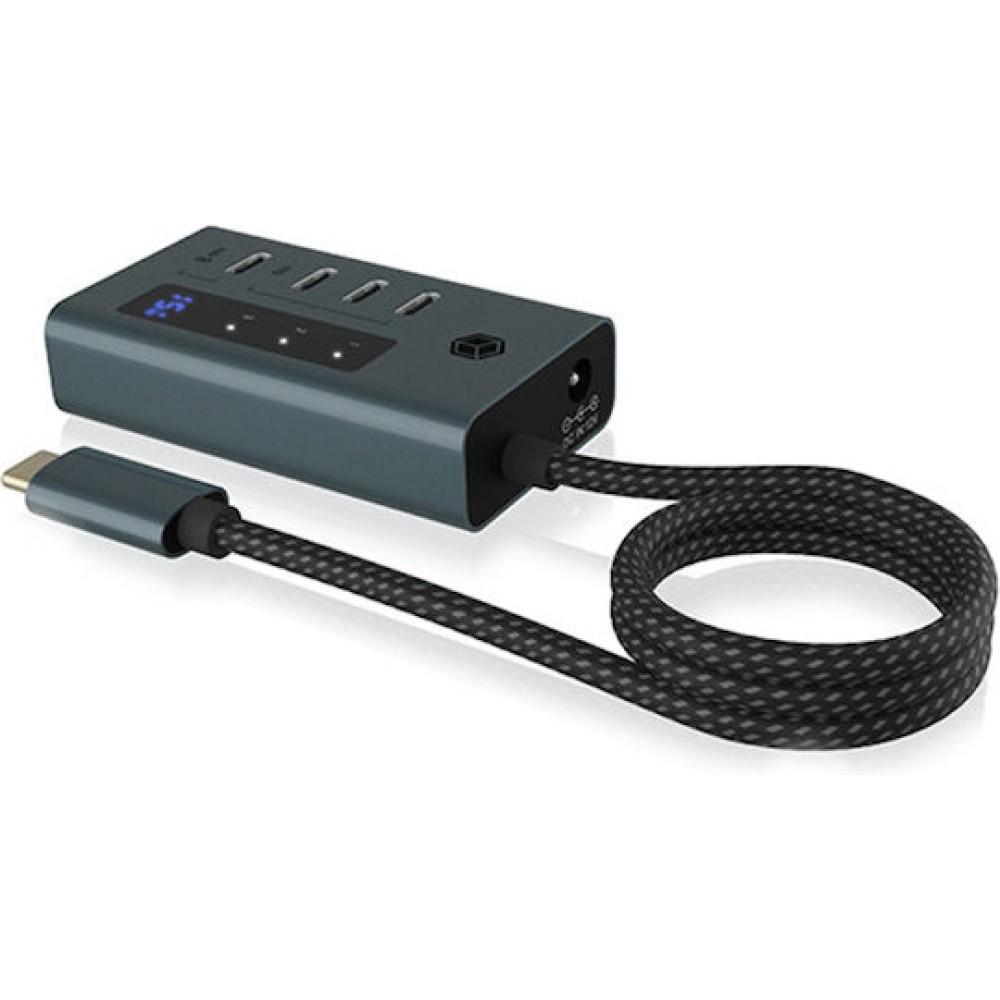 Icy Box USB 3.2 Hub 10 Θυρών με σύνδεση USB-A & Θύρα Φόρτισης Γκρι