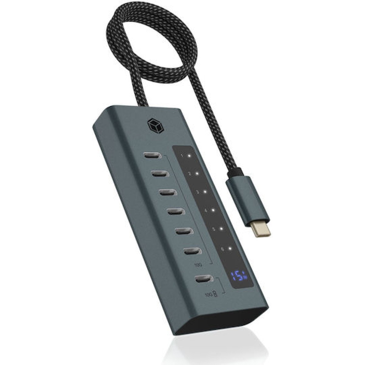 Icy Box USB 3.2 Hub 7 Θυρών με σύνδεση USB-C Μπλε
