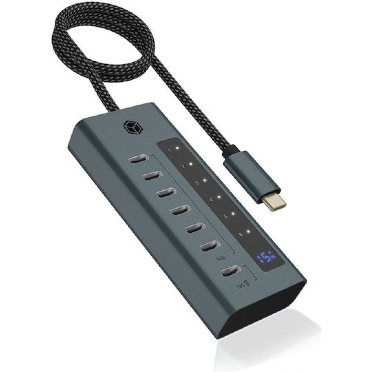 Icy Box USB 3.2 Hub 7 Θυρών με σύνδεση USB-C Μπλε