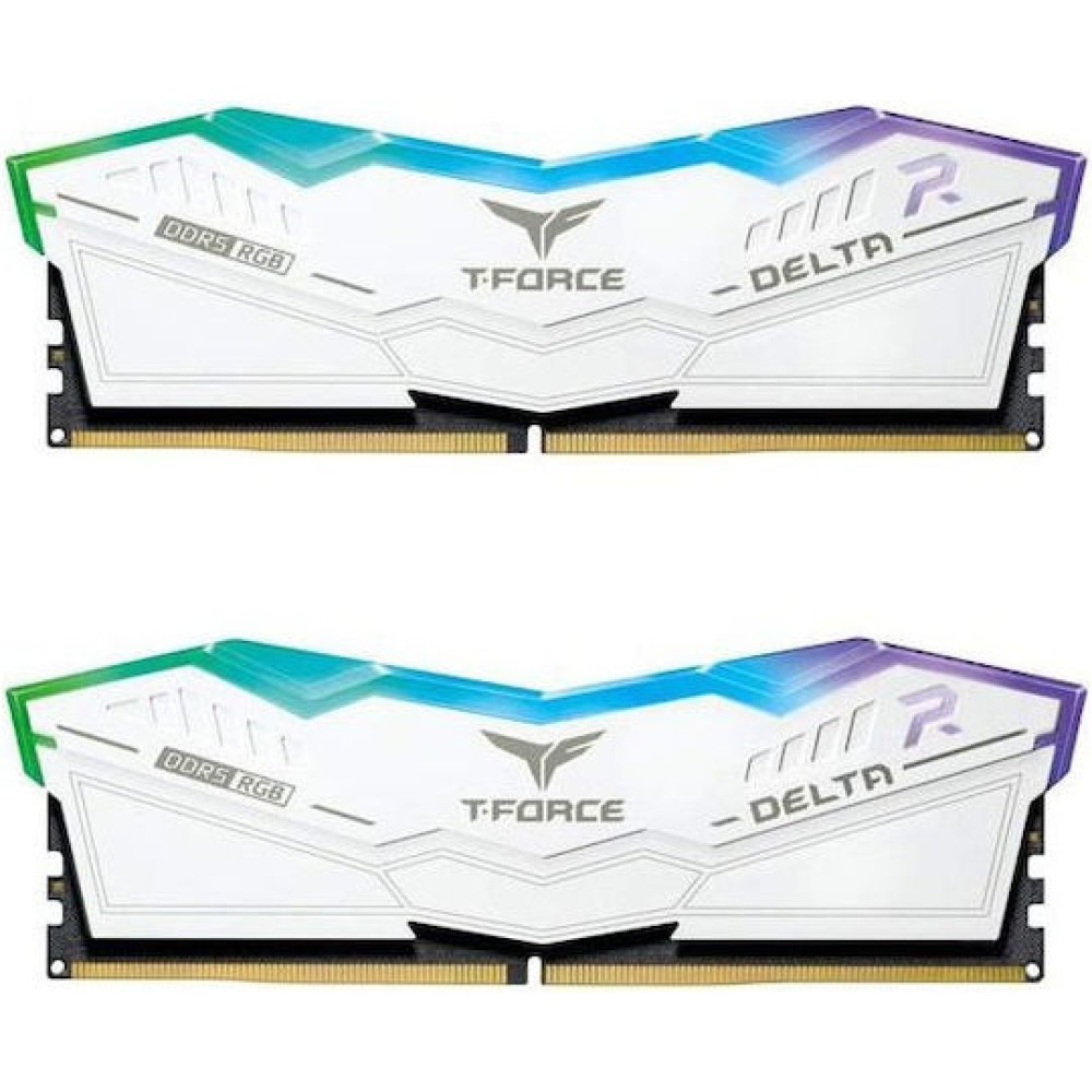 TeamGroup Delta RGB White DDR5 32GB RAM με 2x16GB Modules και Ταχύτητα 6000 για Desktop