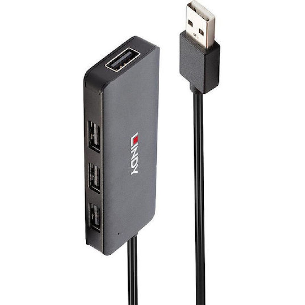 Lindy USB 2.0 Hub 4 Θυρών με σύνδεση USB-A Γκρι