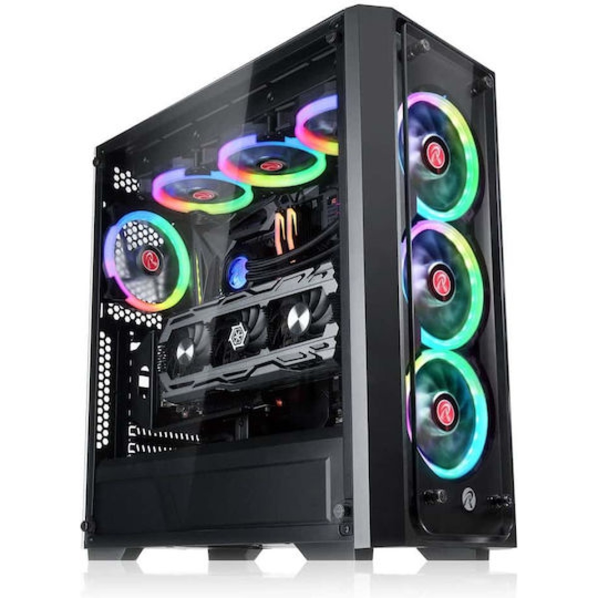 Raijintek Ponos TG4 Gaming Midi Tower Κουτί Υπολογιστή με Πλαϊνό Παράθυρο Μαύρο