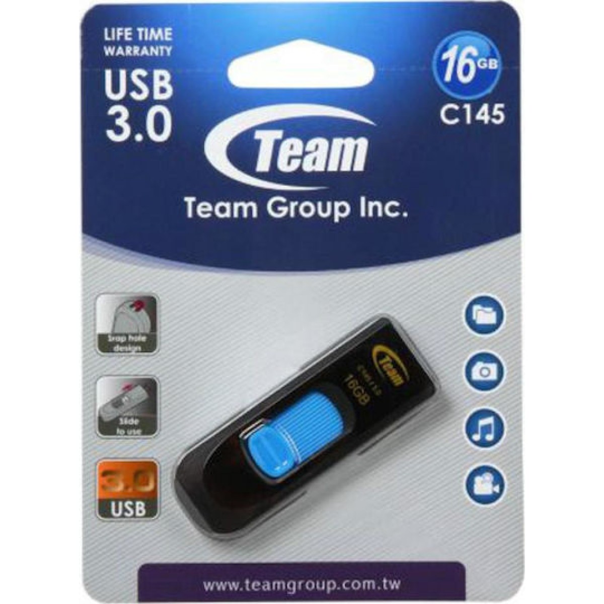 TeamGroup C145 16GB USB 3.0 Stick Μαύρο