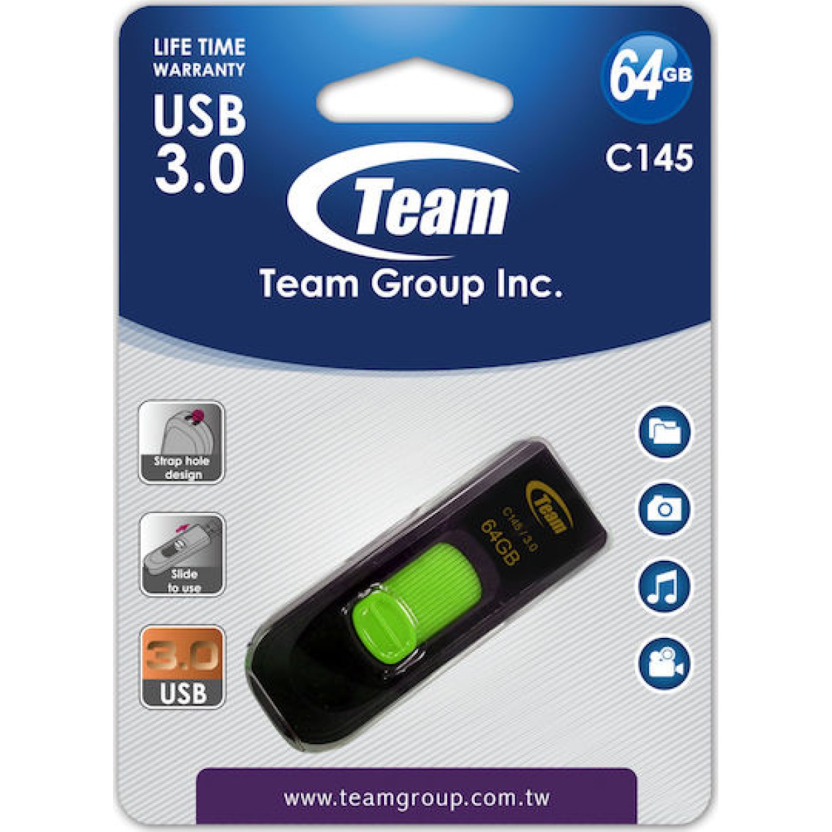 TeamGroup C145 64GB USB 3.0 Stick Μαύρο