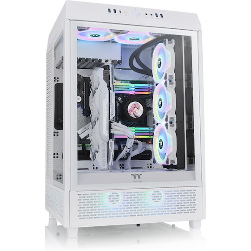 Thermaltake The Tower 500 Gaming Midi Tower Κουτί Υπολογιστή με Πλαϊνό Παράθυρο και RGB Φωτισμό Snow White