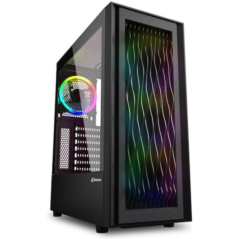 Sharkoon RGB Wave Gaming Midi Tower Κουτί Υπολογιστή με Πλαϊνό Παράθυρο Μαύρο