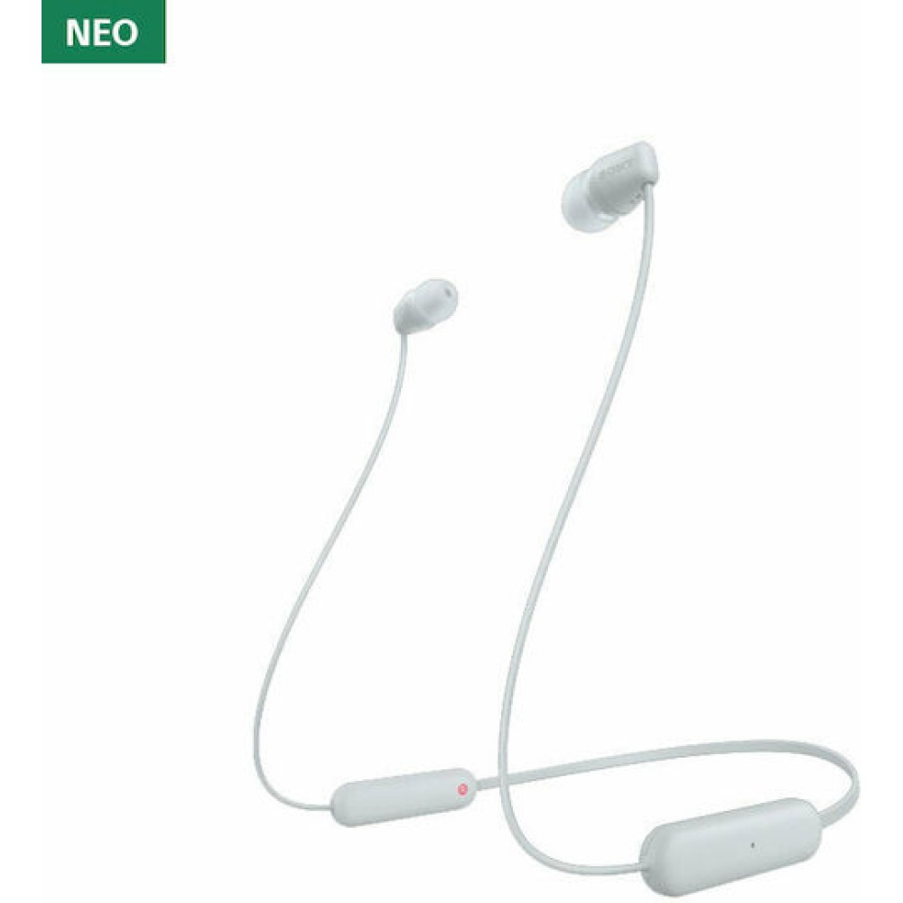 Sony WI-C100 In-ear Bluetooth Handsfree Ακουστικά με Αντοχή στον Ιδρώτα Λευκά