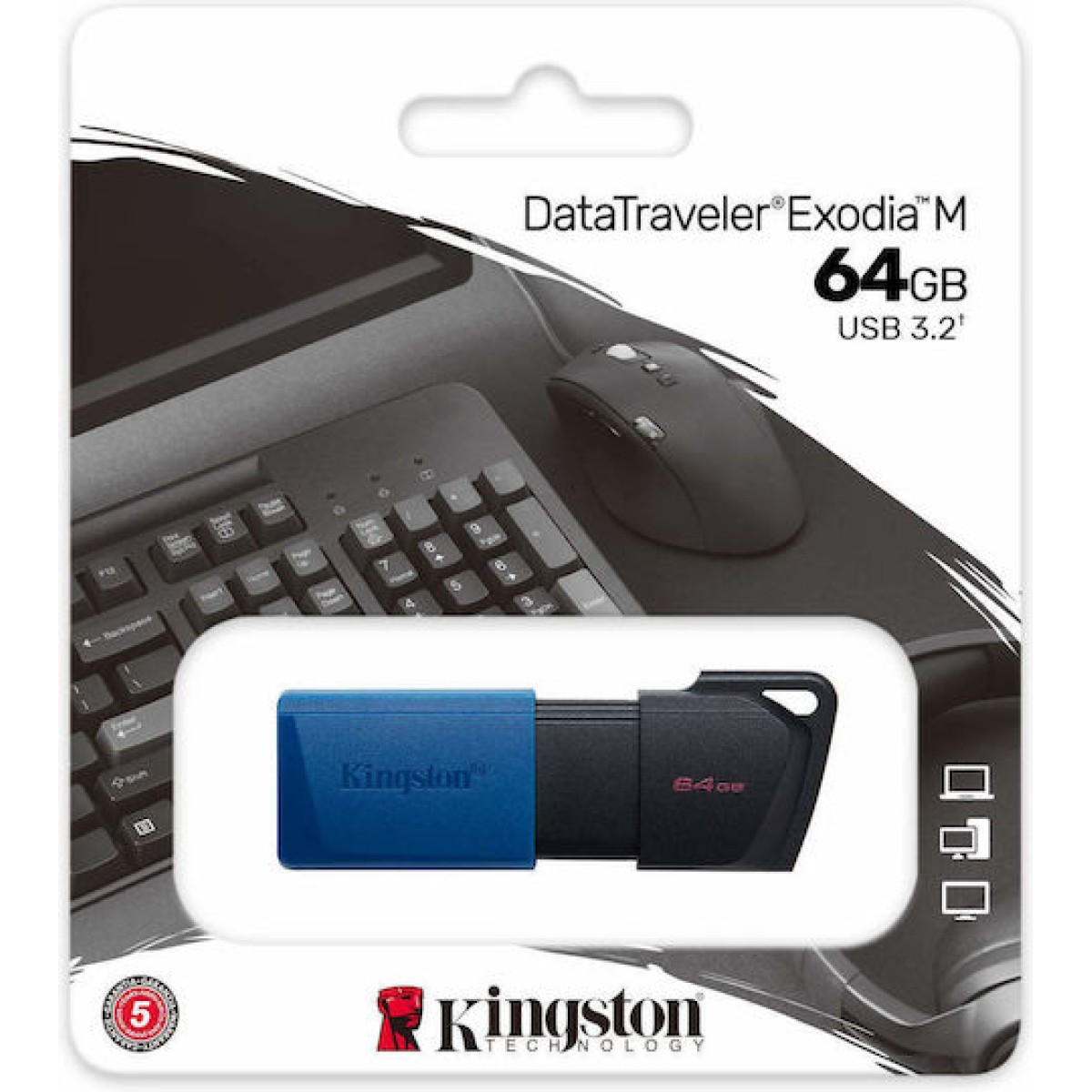 Kingston Datatraveler Exodia M 64GB USB 3.2 Stick Μαύρο