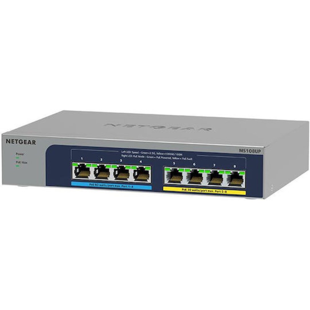 NetGear MS108UP Unmanaged L2 PoE+ Switch με 8 Θύρες Ethernet