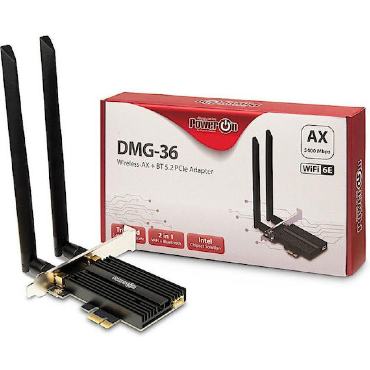 Inter-Tech DMG-36 Ασύρματη Κάρτα Δικτύου Wi‑Fi 6E (5400Mbps) PCI-e