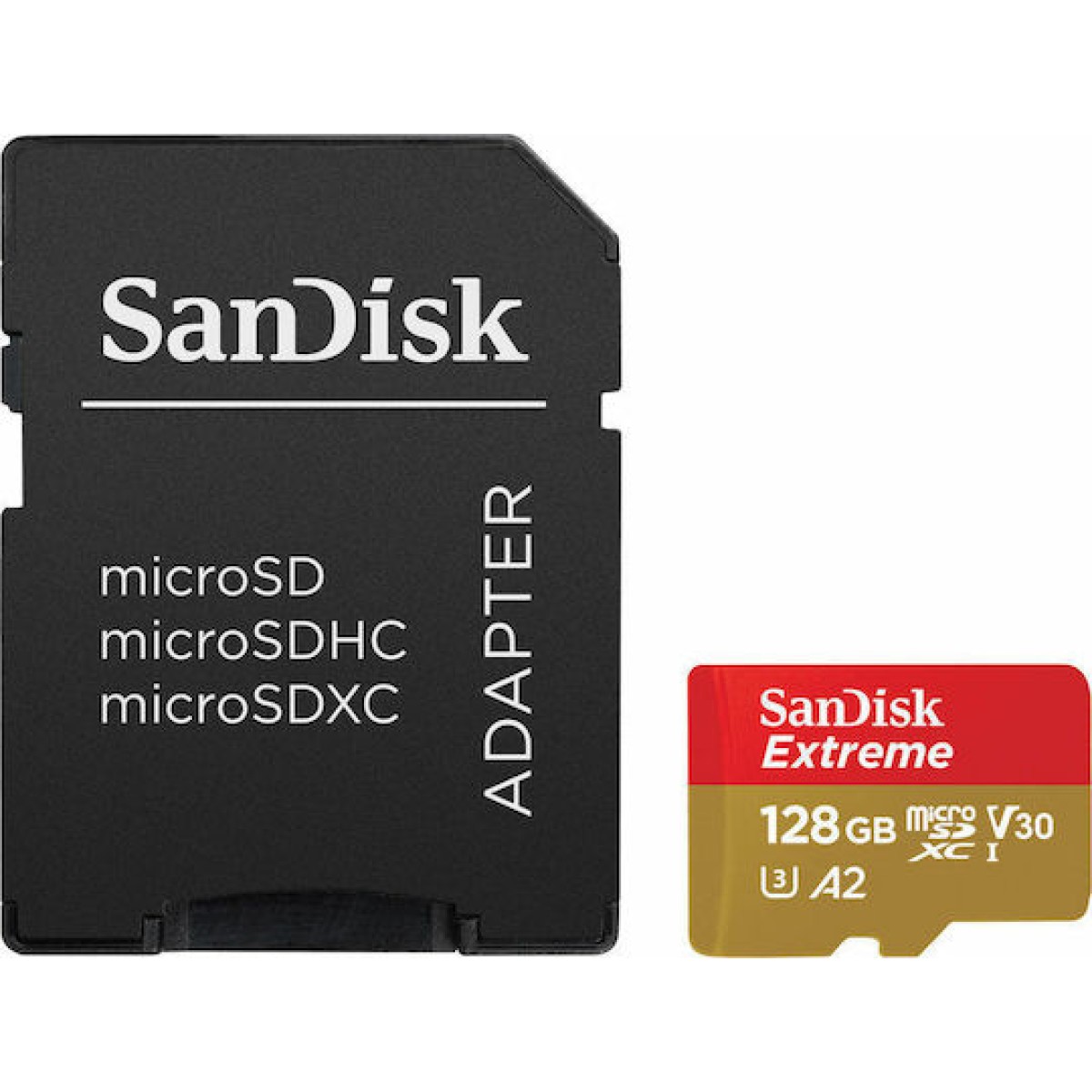Sandisk Extreme microSDXC 128GB Class 10 U3 V30 A2 UHS-I με αντάπτορα SDSQXAA-128G-GN6MA