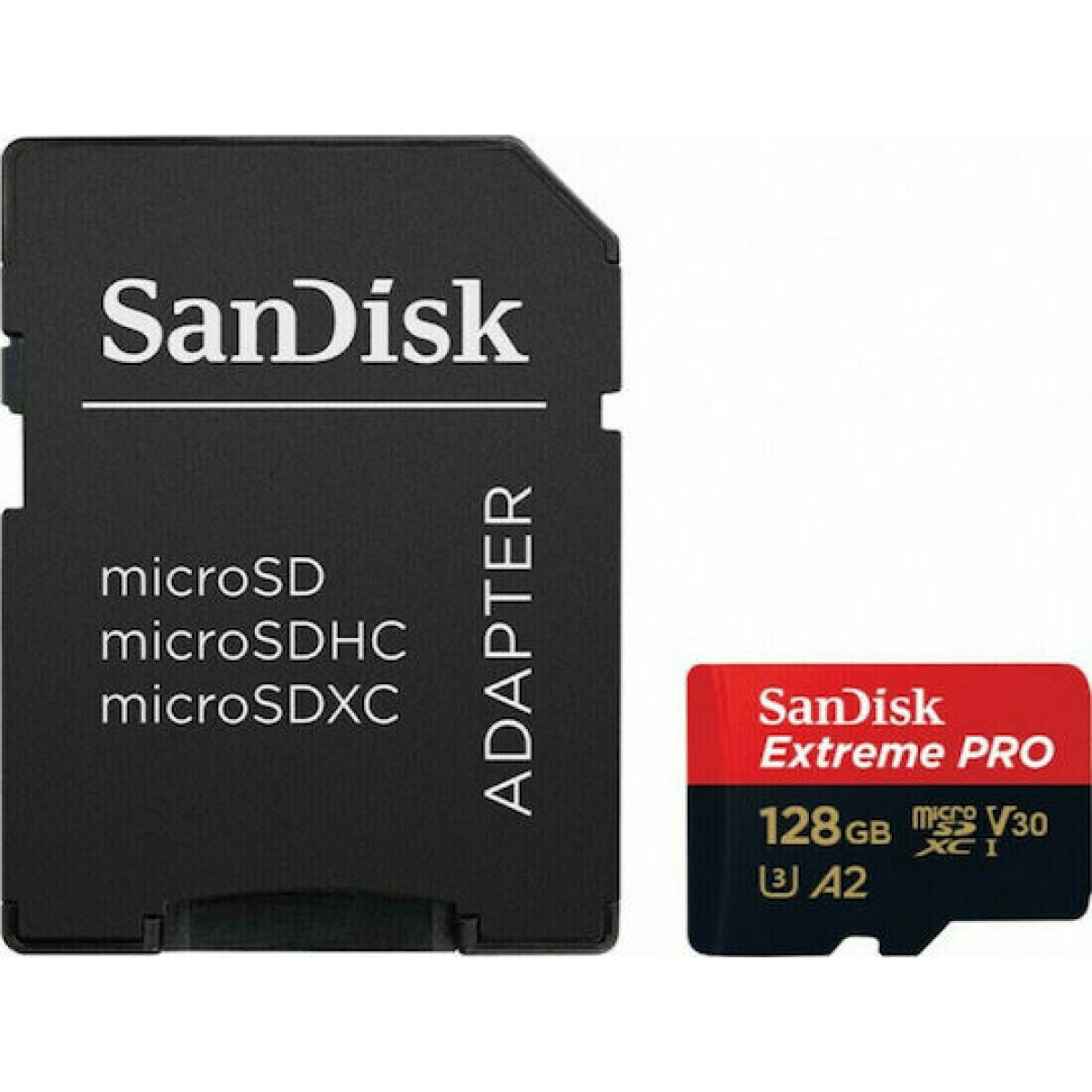 Sandisk Extreme Pro microSDXC 128GB Class 10 U3 V30 A2 UHS-I με αντάπτορα SDSQXCD-128G-GN6MA