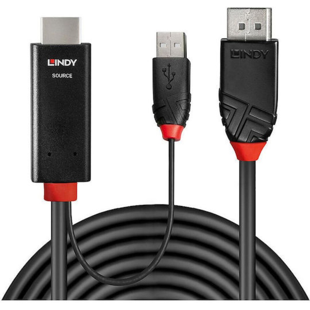 Lindy Cable DisplayPort male - HDMI male 1m Μαύρο (41498)