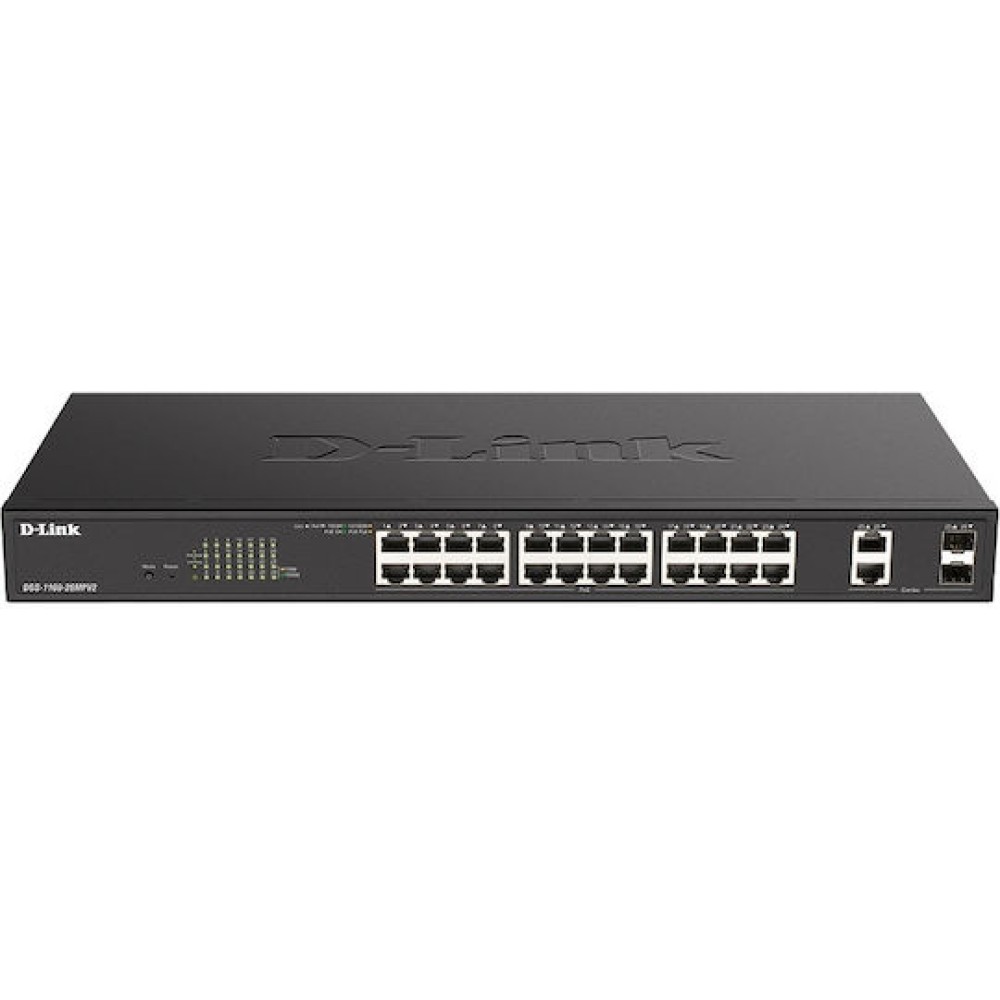 D-Link DGS-1100-26MP v2 Managed L2 PoE+ Switch με 24 Θύρες Gigabit (1Gbps) Ethernet και 2 SFP Θύρες
