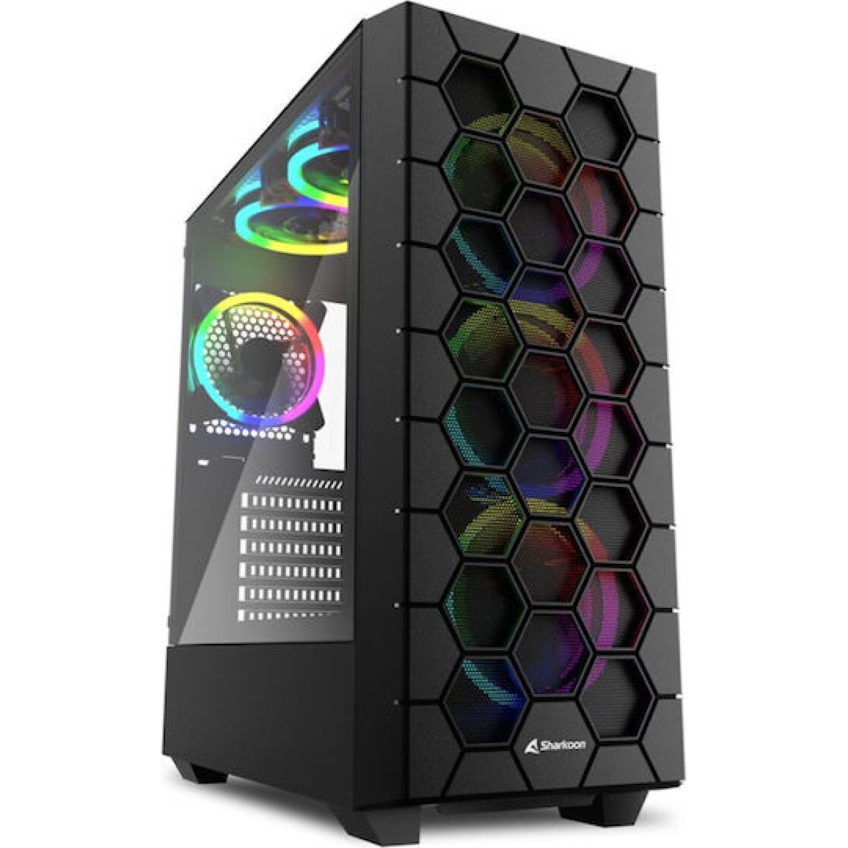Sharkoon HEX Gaming Midi Tower Κουτί Υπολογιστή με Πλαϊνό Παράθυρο και RGB Φωτισμό Μαύρο