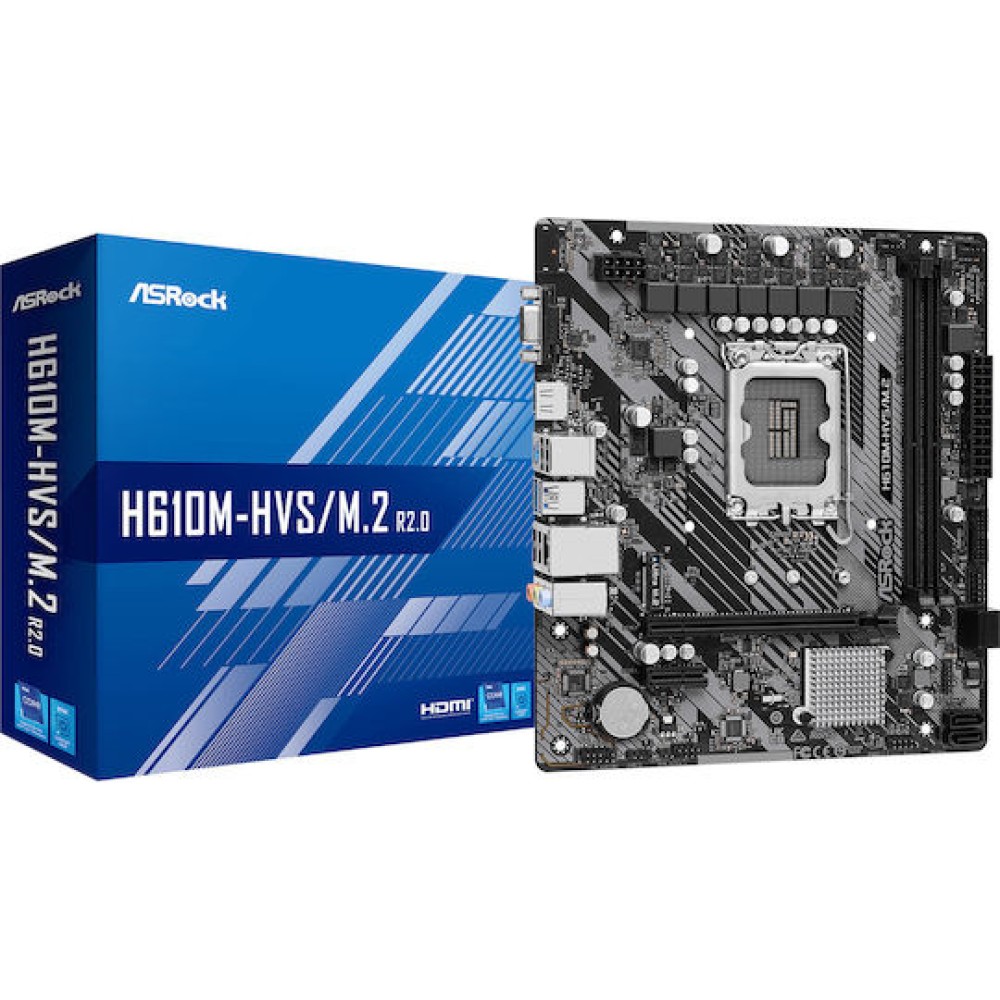 ASRock H610M-HVS/M.2 R2.0 Motherboard Micro ATX με Intel 1700 Socket 90-MXBJJ0-A0UAYZ