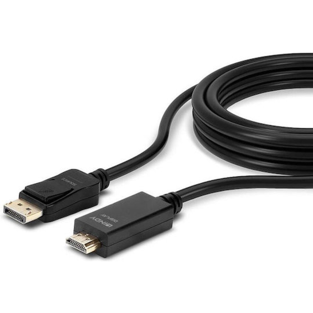 Lindy Cable DisplayPort male - HDMI male 2m Μαύρο (36922)