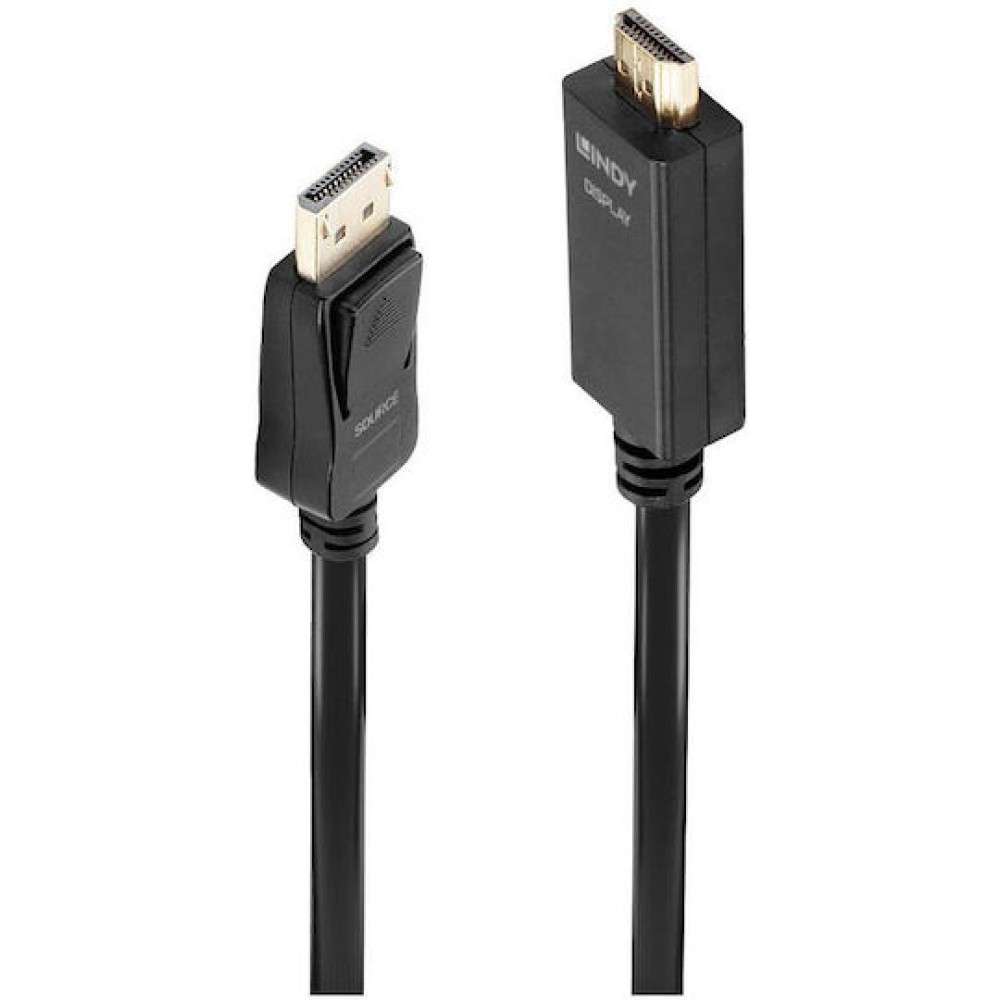 Lindy Cable DisplayPort male - HDMI male 2m Μαύρο (36922)