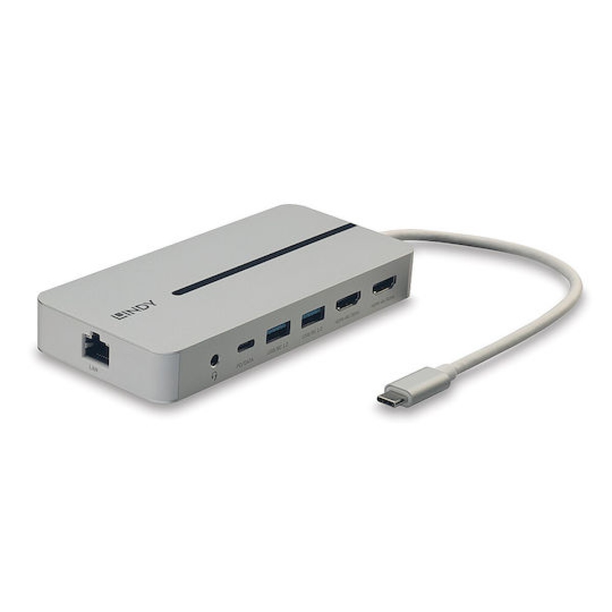 Lindy USB-C Docking Station με HDMI 4K PD Ethernet και συνδεση 2 Οθονών Γκρι (43360)