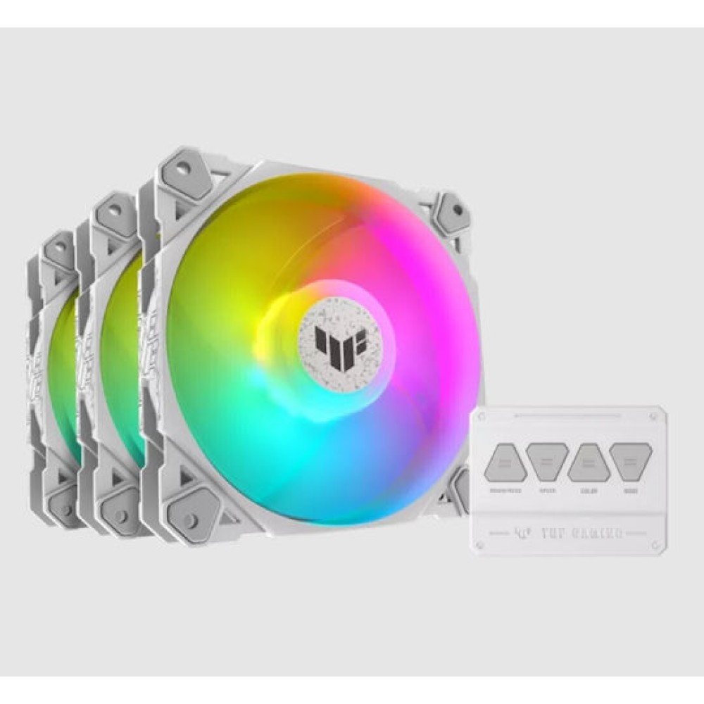 Asus TF120 Case Fan με ARGB Φωτισμό και Σύνδεση 4-Pin PWM 3τμχ Λευκό