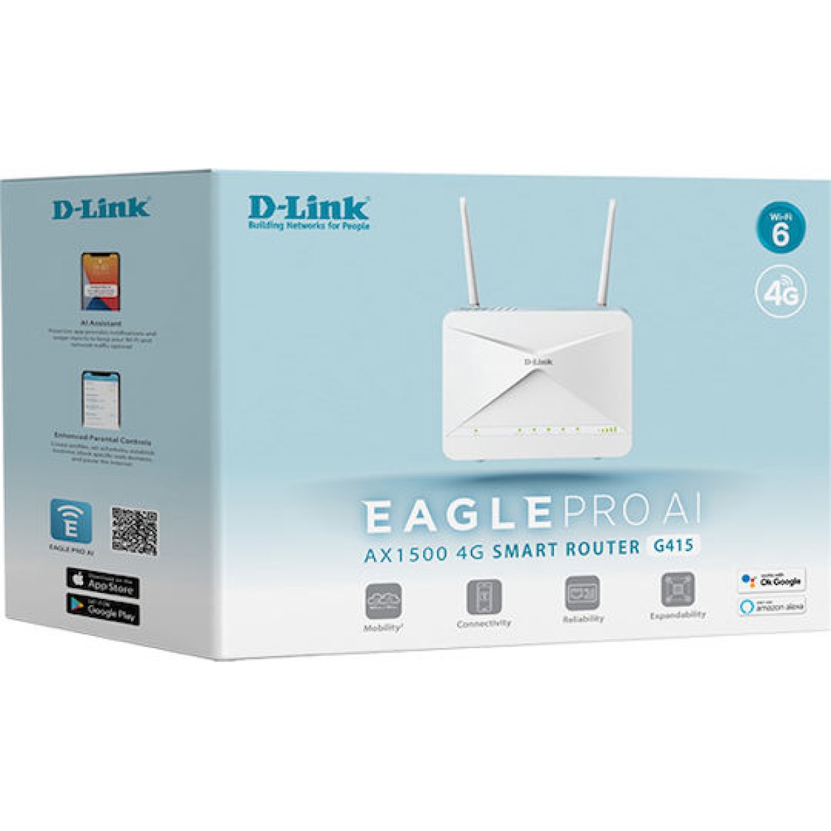 D-Link G415 Eagle Pro AI 4G Ασύρματο 4G Mobile Router Wi‑Fi 6 με 3 Θύρες Gigabit Ethernet