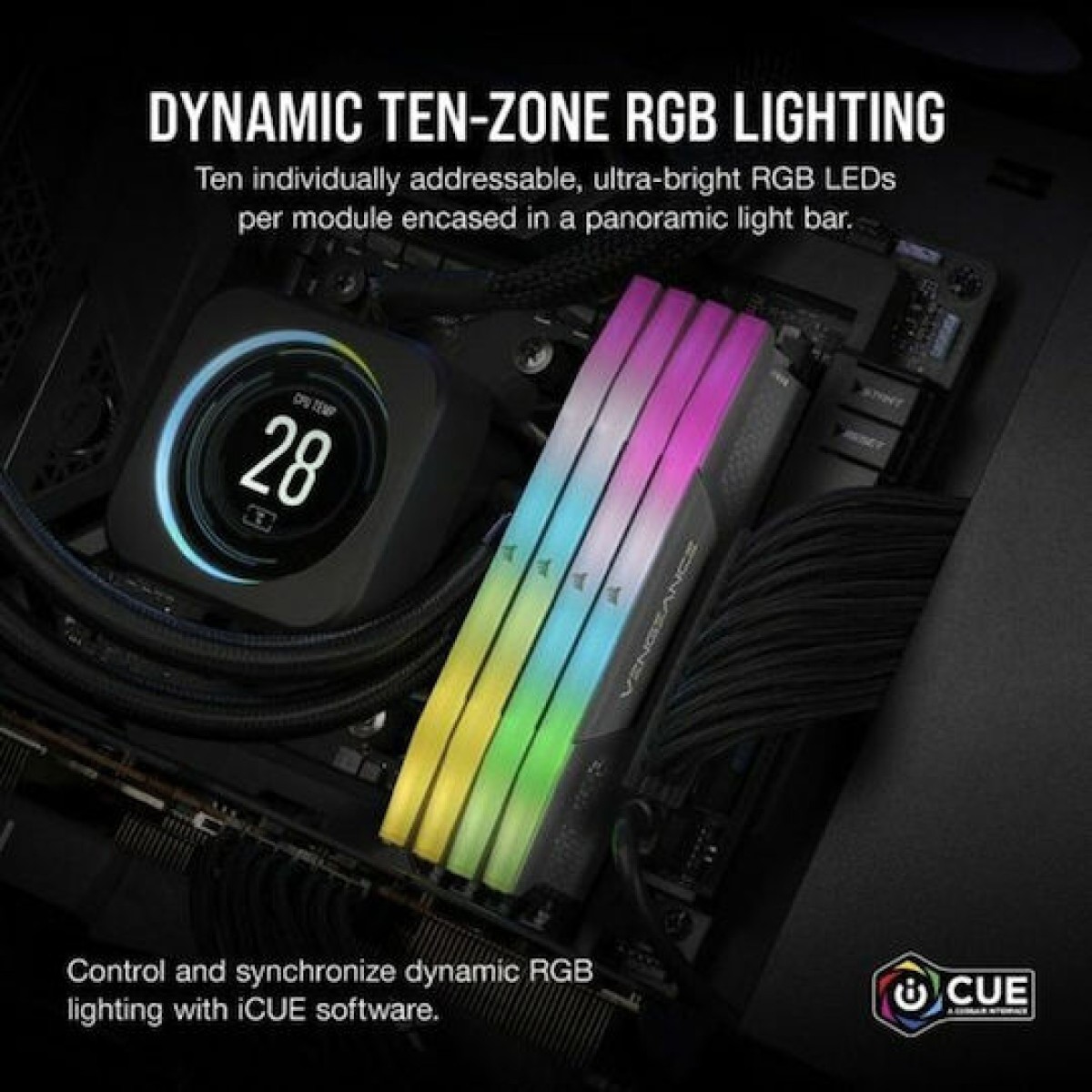 Corsair Vengeance RGB DDR5 32GB RAM με 2x16GB Modules και Ταχύτητα 6000 για Desktop