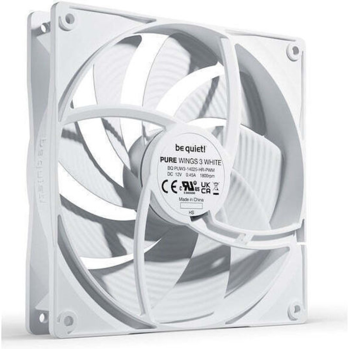 Be Quiet Pure Wings 3 Case Fan 140mm με Σύνδεση 4-Pin PWM Λευκό