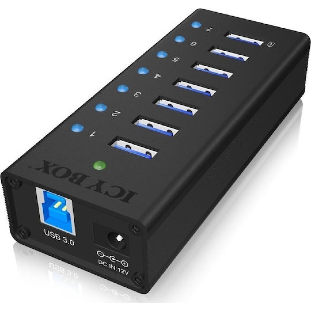 Icy Box USB 3.0 Hub 7 Θυρών με σύνδεση USB-A και Εξωτερική Παροχή Ρεύματος