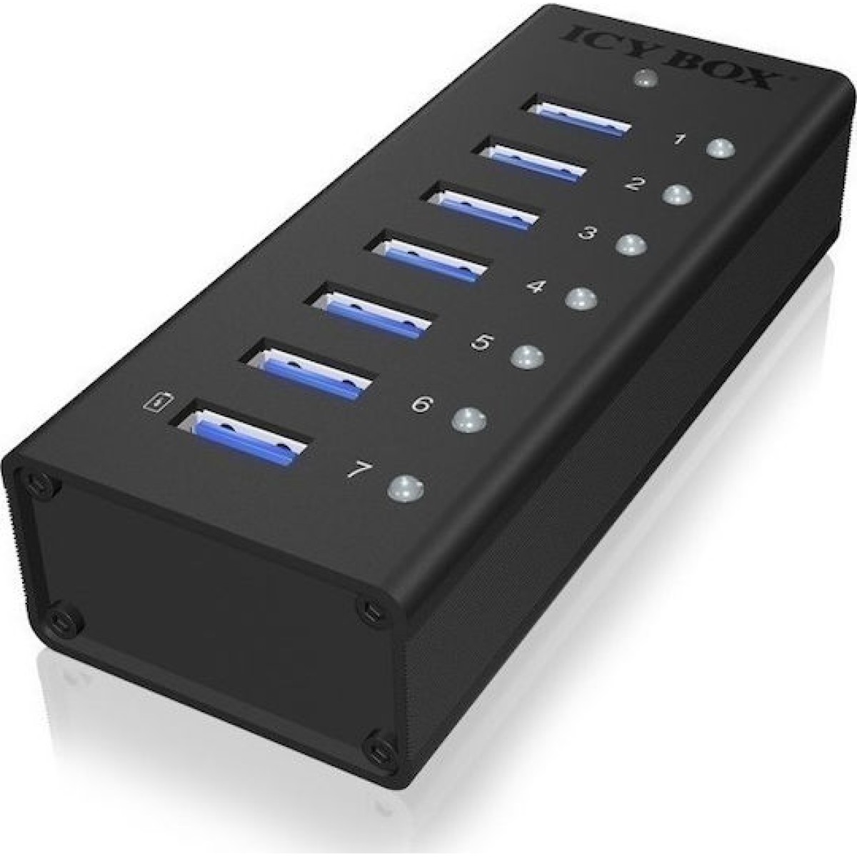 Icy Box USB 3.0 Hub 7 Θυρών με σύνδεση USB-A και Εξωτερική Παροχή Ρεύματος