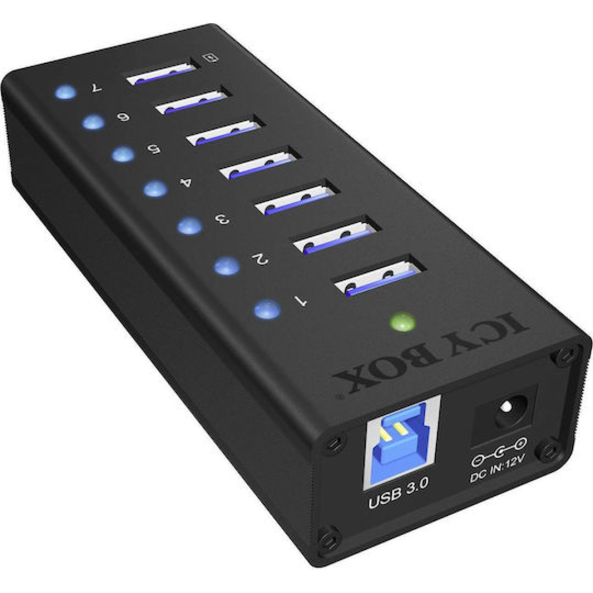Icy Box USB 3.0 Hub 7 Θυρών με σύνδεση USB-A και Εξωτερική Παροχή Ρεύματος