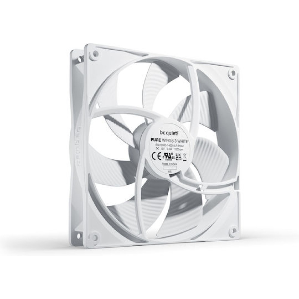 Be Quiet Pure Wings 3 Case Fan 140mm με Σύνδεση 4-Pin PWM Λευκό