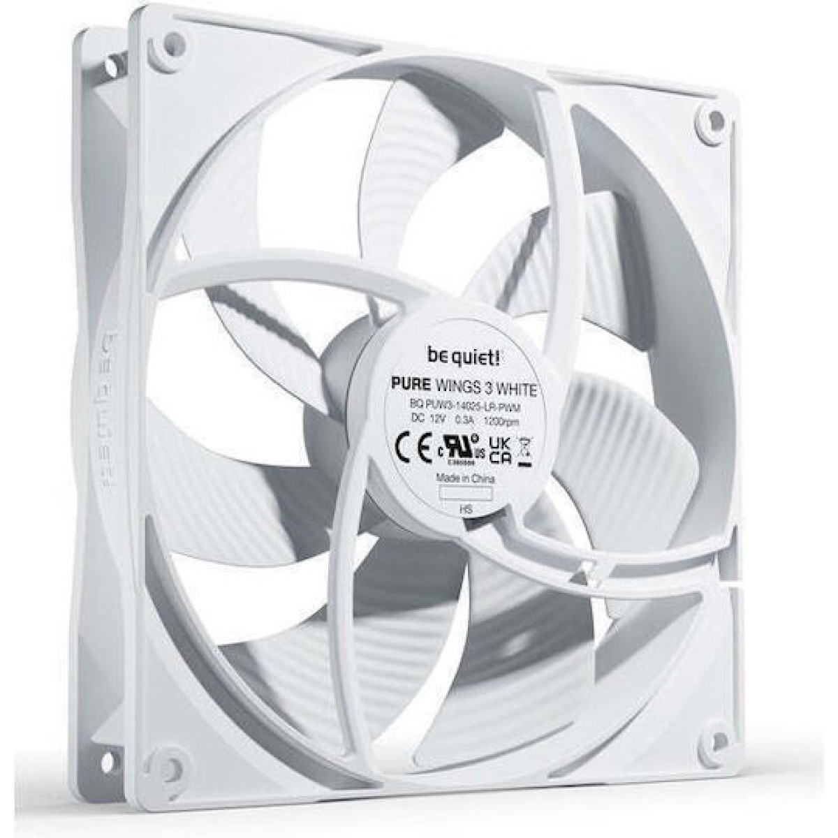 Be Quiet Pure Wings 3 Case Fan 140mm με Σύνδεση 4-Pin PWM Λευκό
