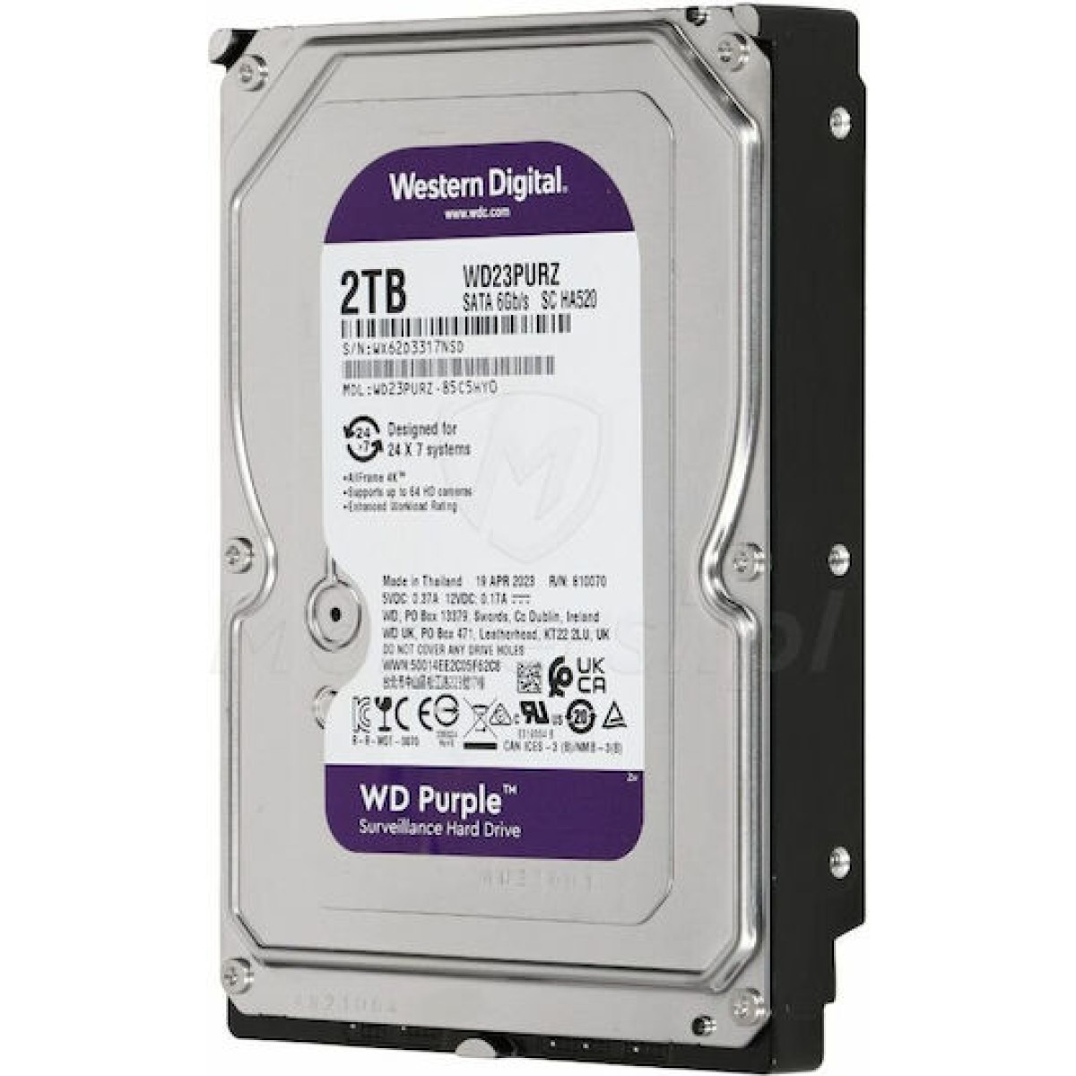 Western Digital Purple 2TB HDD Σκληρός Δίσκος 3.5