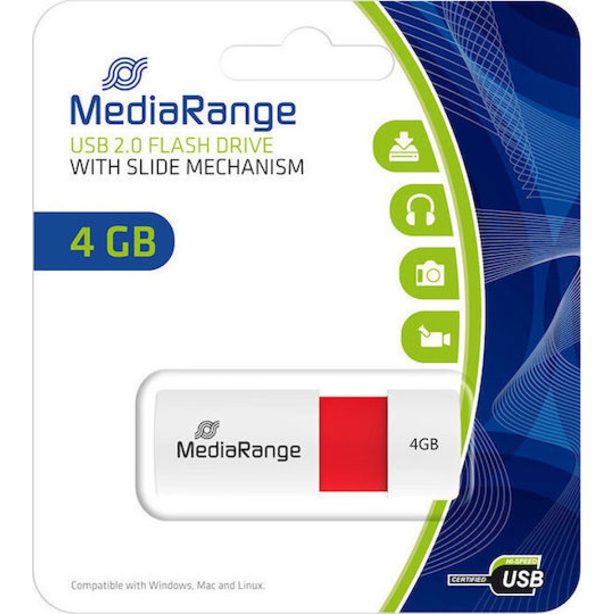 MediaRange 4GB USB 2.0 Stick Κόκκινο
