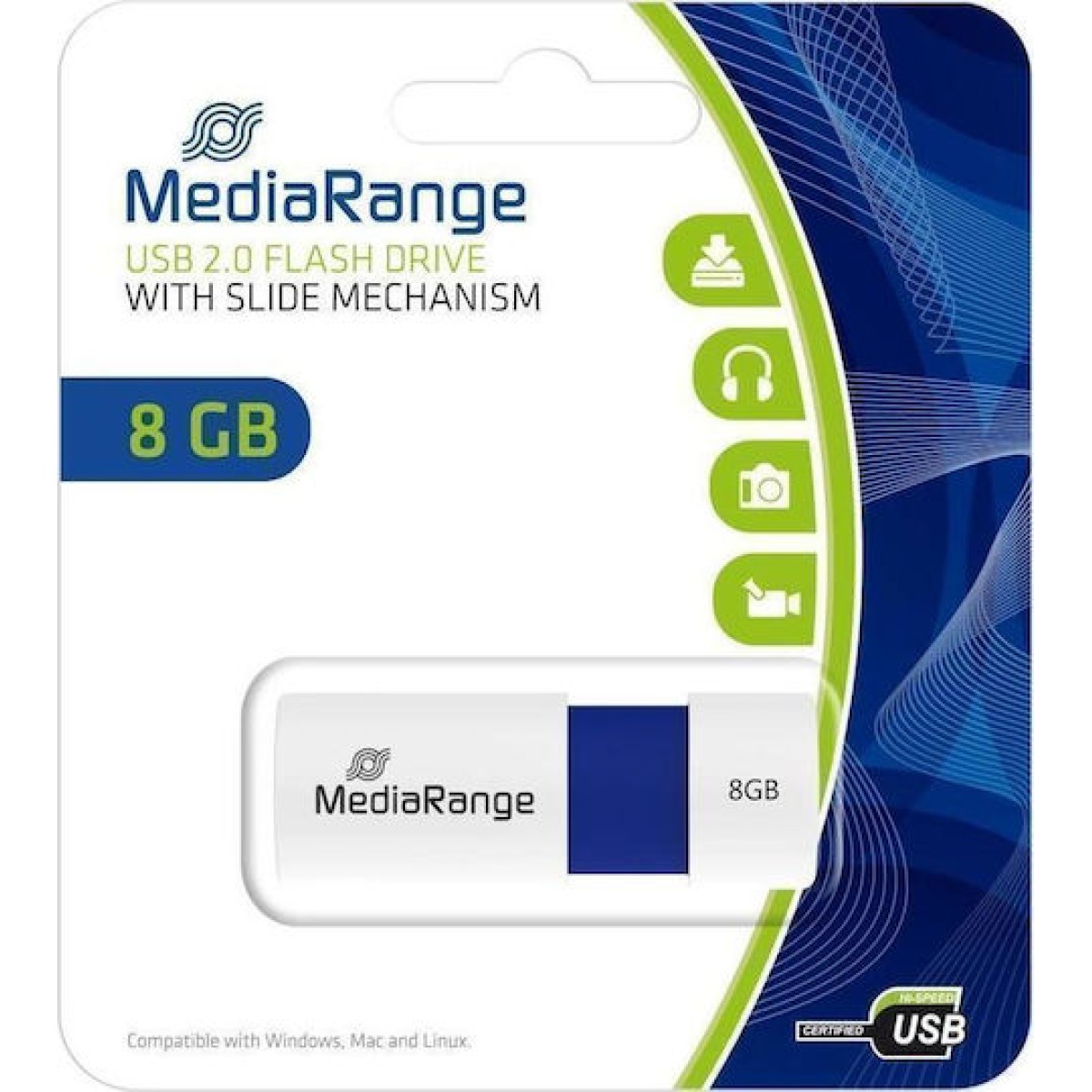 MediaRange 8GB USB 2.0 Stick Ασημί