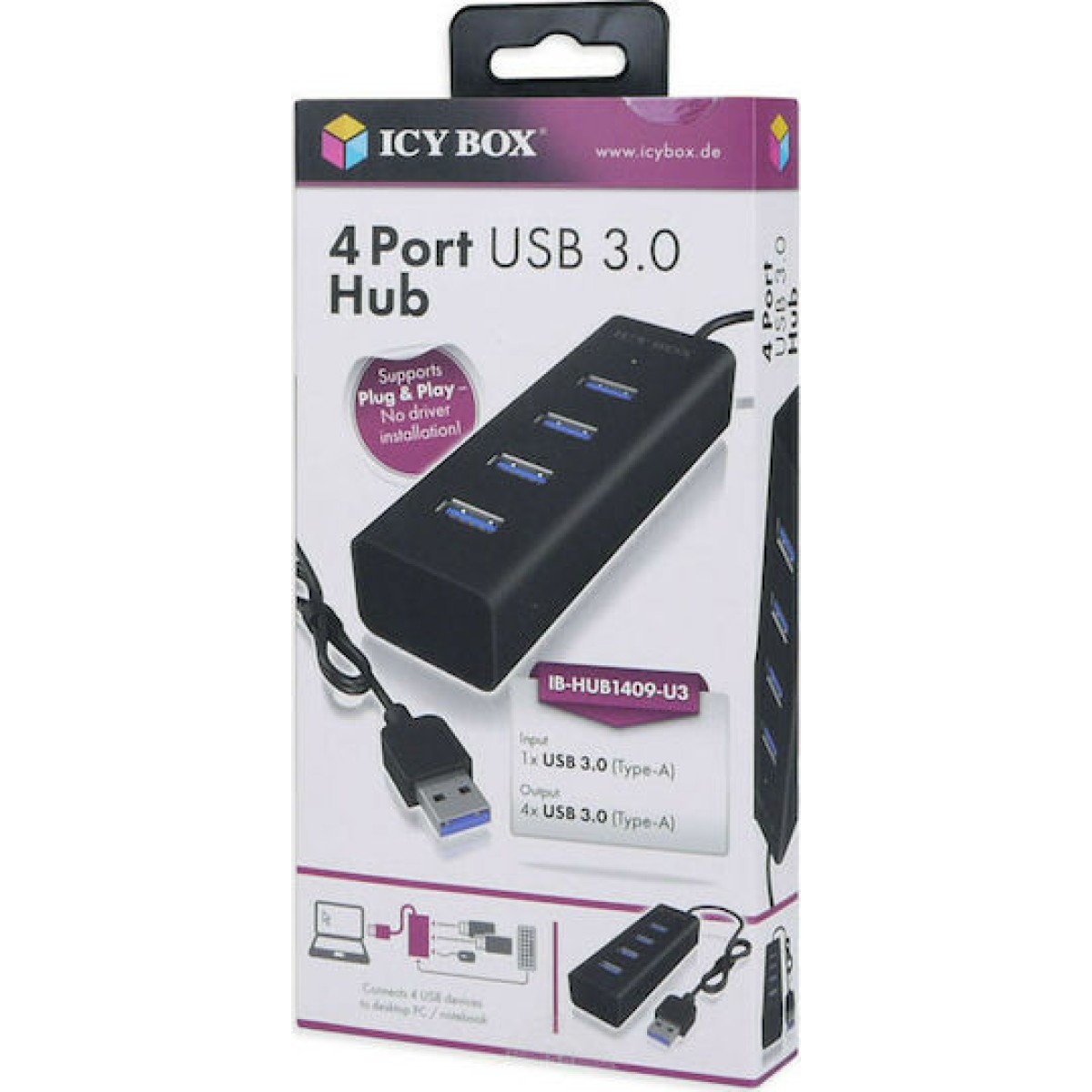 Icy Box USB 3.0 Hub 4 Θυρών με σύνδεση USB-A